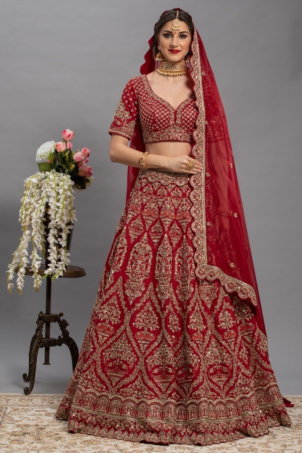 Stitched Red Bridal Lehenga at Rs 65000 in Bengaluru