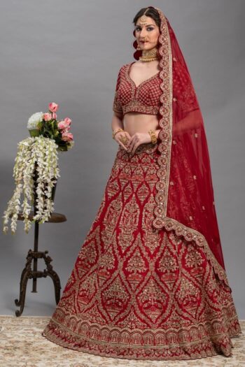 Cherry Red Bridal lehenga Choli | Surya sarees | House of surya