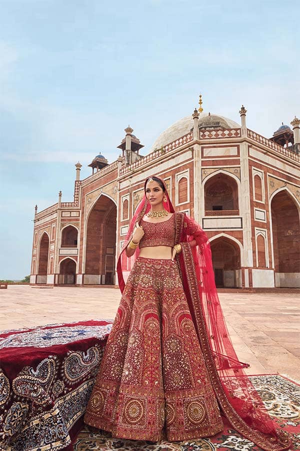 Dive Into The Latest Trend In Royal Red Bridal Lehenga!